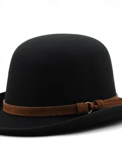OUKU Men's Kentucky Derby Hat Sun Hat Cowboy Hat Fedora Trilby Hat Black Red Woolen Vintage Style Fashion 18th Century State of Texas Daily Theme Party Solid / Plain Color Sunscreen Cosplay