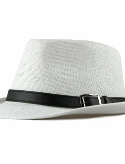 Best OUKU Men's Kentucky Derby Hat Straw Hat Sun Hat Panama Hat Fedora Trilby Hat Black White Straw Braided Simple 1920s Fashion Holiday Street Dailywear Weekend Pure Color Portable Comfort Breathable Fashion