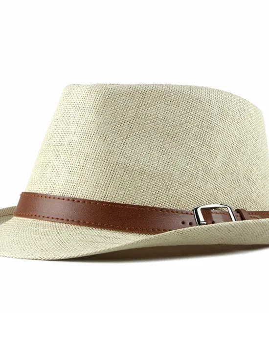 Best OUKU Men's Kentucky Derby Hat Straw Hat Sun Hat Panama Hat Fedora Trilby Hat Black White Straw Braided Simple 1920s Fashion Holiday Street Dailywear Weekend Pure Color Portable Comfort Breathable Fashion