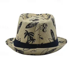 Discount OUKU Men's Kentucky Derby Hat Sun Hat Party Hat Dress Hat White khaki Cotton Fashion Casual Street Daily Coconut Tree Sunscreen Breathable