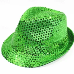 New OUKU Men's Kentucky Derby Hat Sun Hat Party Hat Yellow Red Polyester Sequins Fashion Casual Daily Saint Patrick Day Solid Color Sunscreen Breathable