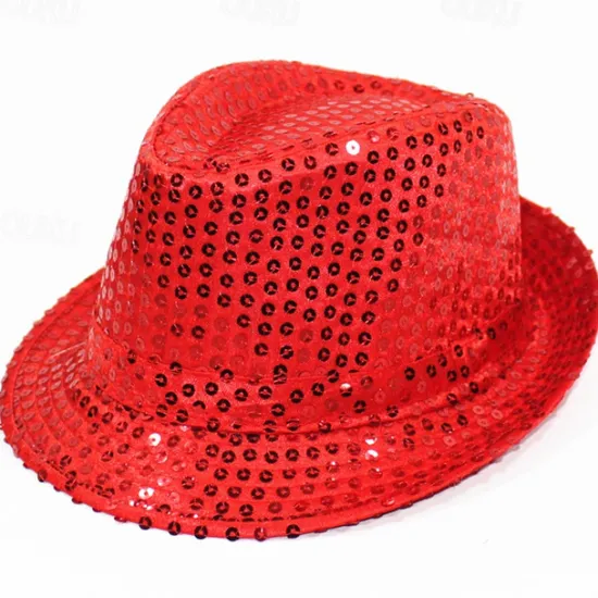 New OUKU Men's Kentucky Derby Hat Sun Hat Party Hat Yellow Red Polyester Sequins Fashion Casual Daily Saint Patrick Day Solid Color Sunscreen Breathable