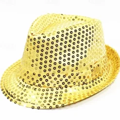 New OUKU Men's Kentucky Derby Hat Sun Hat Party Hat Yellow Red Polyester Sequins Fashion Casual Daily Saint Patrick Day Solid Color Sunscreen Breathable