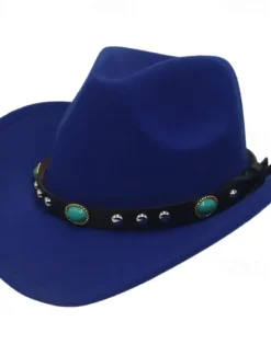 Outlet OUKU Men's Kentucky Derby Hat Sun Hat Cowboy Hat Fedora Trilby Hat Black Red Woolen Vintage Style Fashion 18th Century State of Texas Daily Theme Party Solid / Plain Color Sunscreen Cosplay