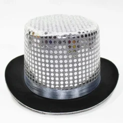 Clearance OUKU Men's Kentucky Derby Hat Sun Hat Party Hat Sillver Gray Black Polyester Sequins Fashion Casual Daily Saint Patrick Day Solid Color Sunscreen Breathable