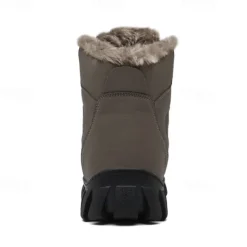 Hot OUKU Men's Khaki Winter Hiking Boots – Fur-Lined Warm Outdoor Boots with Durable Non-Slip Sole for Cold Weather