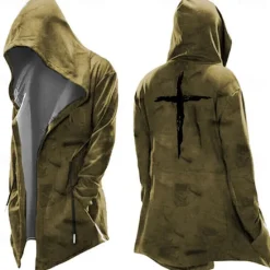 Discount OUKU Men's Knights Templar Graphic Prints Cross Hoodie Hoodies Sweatshirt Streetwear Basic Long Sleeve Hooded Sports & Outdoor Daily Going out Black Yellow Pocket Print Fall & Winter Designer