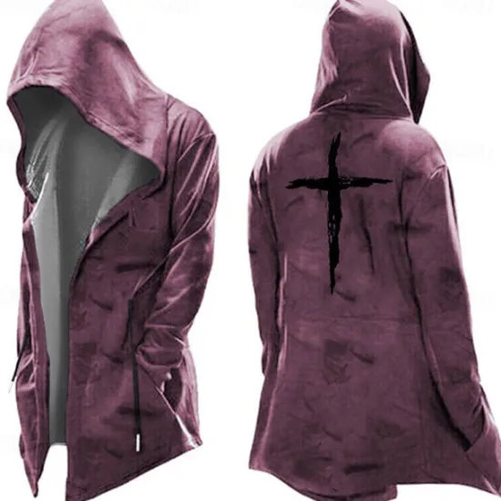 Discount OUKU Men's Knights Templar Graphic Prints Cross Hoodie Hoodies Sweatshirt Streetwear Basic Long Sleeve Hooded Sports & Outdoor Daily Going out Black Yellow Pocket Print Fall & Winter Designer