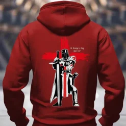 Best OUKU Men's Knights Templar Hoodies Sweatshirt Fashion Long Sleeve Crew Neck Holiday Streetwear Black Red Drawstring Fall Winter Designer
