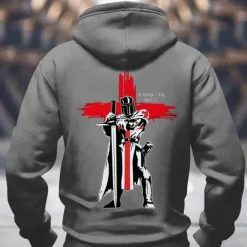 Best OUKU Men's Knights Templar Hoodies Sweatshirt Fashion Long Sleeve Crew Neck Holiday Streetwear Black Red Drawstring Fall Winter Designer