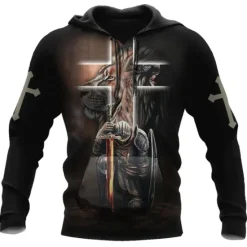Online OUKU Men's Knights Templar Letter Graphic Prints Hoodie Hoodies Sweatshirt Streetwear Basic Long Sleeve Hooded Daily Sports Print Spring & Fall Designer Black