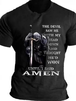 Discount OUKU Men's Knights Templar Quotes & Sayings T Shirt Graphic Tee Cotton Short Sleeve Graphic Shirt Black Blue Light Grey Comfortable Tee Vacation Daily Wear Fashion Designer Clothing