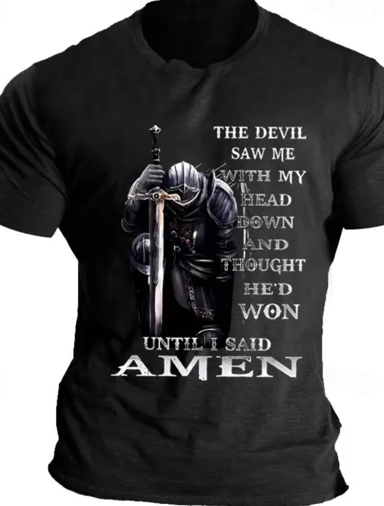 Discount OUKU Men's Knights Templar Quotes & Sayings T Shirt Graphic Tee Cotton Short Sleeve Graphic Shirt Black Blue Light Grey Comfortable Tee Vacation Daily Wear Fashion Designer Clothing