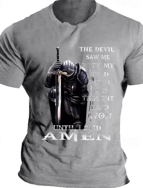 Discount OUKU Men's Knights Templar Quotes & Sayings T Shirt Graphic Tee Cotton Short Sleeve Graphic Shirt Black Blue Light Grey Comfortable Tee Vacation Daily Wear Fashion Designer Clothing