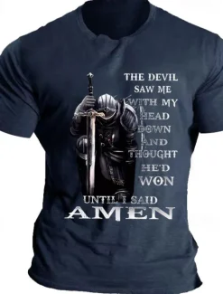 Discount OUKU Men's Knights Templar Quotes & Sayings T Shirt Graphic Tee Cotton Short Sleeve Graphic Shirt Black Blue Light Grey Comfortable Tee Vacation Daily Wear Fashion Designer Clothing
