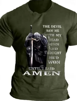 Discount OUKU Men's Knights Templar Quotes & Sayings T Shirt Graphic Tee Cotton Short Sleeve Graphic Shirt Black Blue Light Grey Comfortable Tee Vacation Daily Wear Fashion Designer Clothing