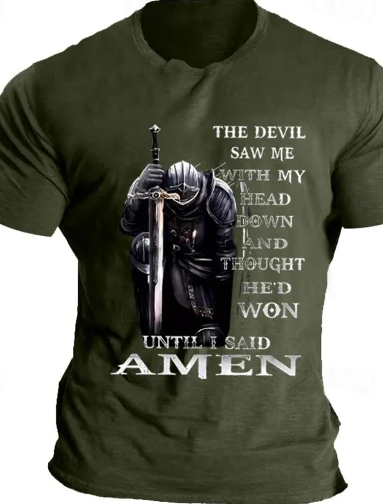 Discount OUKU Men's Knights Templar Quotes & Sayings T Shirt Graphic Tee Cotton Short Sleeve Graphic Shirt Black Blue Light Grey Comfortable Tee Vacation Daily Wear Fashion Designer Clothing