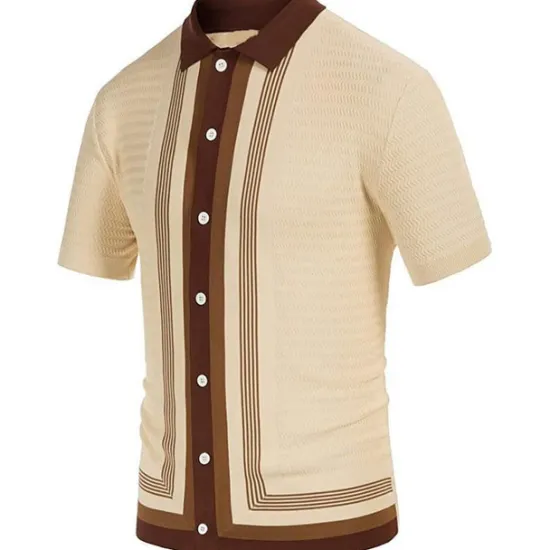 Best OUKU Men's Knit Polo Sweater Polo Shirt Street Casual Button Classic Short Sleeve Fashion Casual Graphic Striped Button Front Summer Spring Fall Regular Fit Navy Blue Green Khaki Knit Polo Sweater