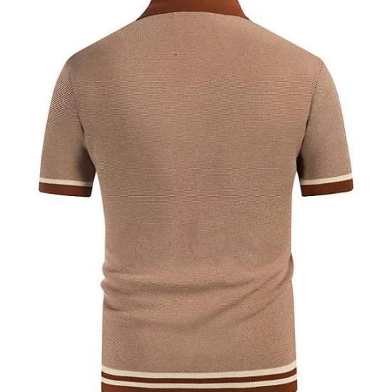 Best OUKU Men's Knit Polo Sweater Polo Shirt Street Casual Button Classic Short Sleeve Fashion Casual Graphic Striped Button Front Summer Spring Fall Regular Fit Navy Blue Green Khaki Knit Polo Sweater