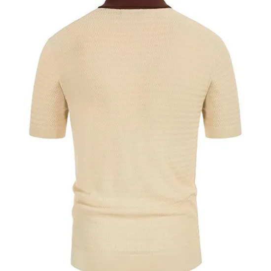 Best OUKU Men's Knit Polo Sweater Polo Shirt Street Casual Button Classic Short Sleeve Fashion Casual Graphic Striped Button Front Summer Spring Fall Regular Fit Navy Blue Green Khaki Knit Polo Sweater