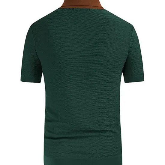 Best OUKU Men's Knit Polo Sweater Polo Shirt Street Casual Button Classic Short Sleeve Fashion Casual Graphic Striped Button Front Summer Spring Fall Regular Fit Navy Blue Green Khaki Knit Polo Sweater