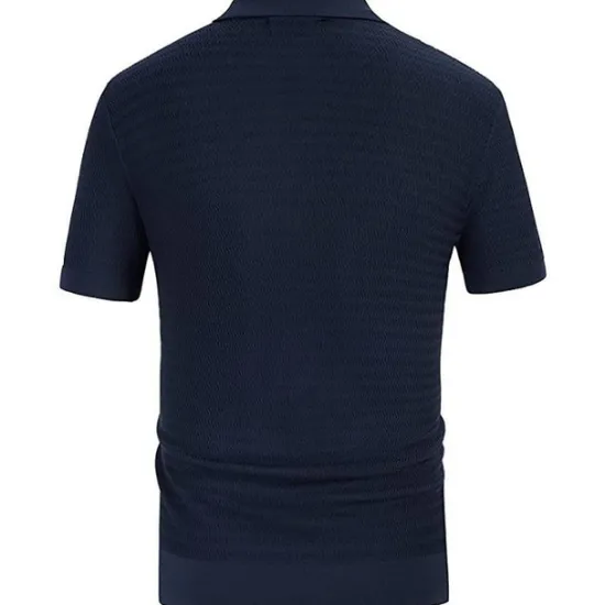Best OUKU Men's Knit Polo Sweater Polo Shirt Street Casual Button Classic Short Sleeve Fashion Casual Graphic Striped Button Front Summer Spring Fall Regular Fit Navy Blue Green Khaki Knit Polo Sweater