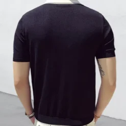 Online OUKU Men's Knit Polo Sweater Polo Shirts Street Casual Button Classic Short Sleeve Beach Solid / Plain Color Buttons Summer Spring Fall Black Knit Polo Sweater Green