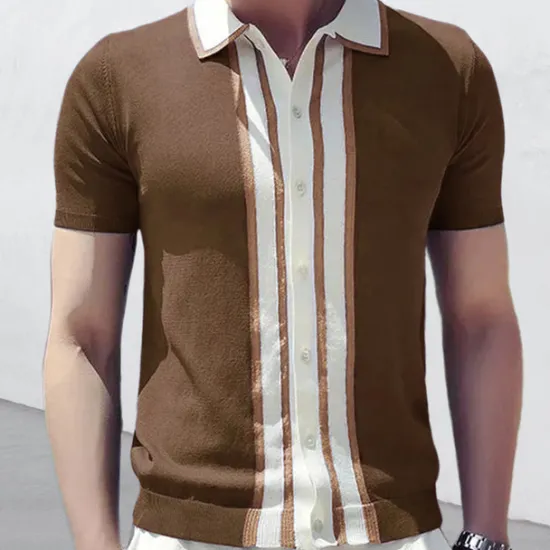 Online OUKU Men's Knit Polo Sweater Polo Shirts Street Casual Button Classic Short Sleeve Beach Solid / Plain Color Buttons Summer Spring Fall Black Knit Polo Sweater Green