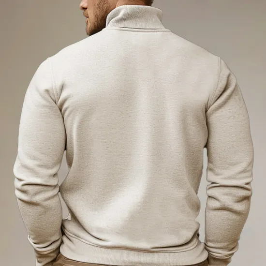 Sale OUKU Men's Knit Solid Color Half Zip Knitwear Elegant Christmas Gifts Home Clothing Apparel Fall Winter Light Grey Beige S M L