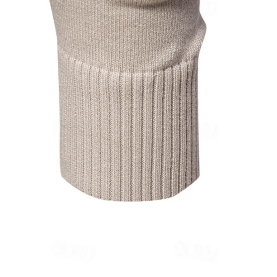 Sale OUKU Men's Knit Solid Color Half Zip Knitwear Elegant Christmas Gifts Home Clothing Apparel Fall Winter Light Grey Beige S M L