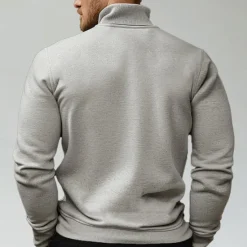 Sale OUKU Men's Knit Solid Color Half Zip Knitwear Elegant Christmas Gifts Home Clothing Apparel Fall Winter S M L Light Grey