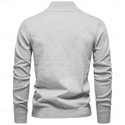 Sale OUKU Men's Knit Solid Color Half Zip Knitwear Elegant Christmas Gifts Home Clothing Apparel Fall Winter S M L Light Grey