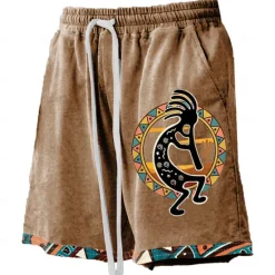 Sale OUKU Men's Kokopelli Board Shorts Swim Shorts Swim Trunks Mid Waist Hawaiian Ethnic Casual Holiday Beach Drawstring with Mesh lining Elastic Waist Designer Clothing Apparel