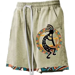 Sale OUKU Men's Kokopelli Board Shorts Swim Shorts Swim Trunks Mid Waist Hawaiian Ethnic Casual Holiday Beach Drawstring with Mesh lining Elastic Waist Designer Clothing Apparel