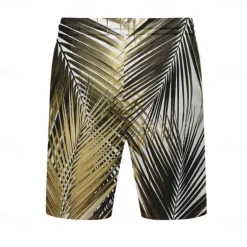 Discount OUKU Men's Leaf Tropical Plants Swimming Trunks Board Shorts Shorts Mid Waist Fashion Streetwear Designer Casual Daily Holiday Pocket Drawstring Elastic Waist Designer Clothing Apparel