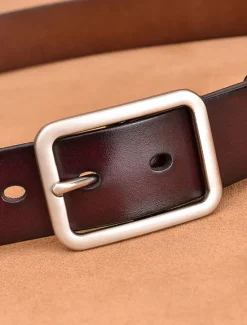Online OUKU Men's Leather Belt Casual Belt Black Red Dermis Retro Traditional Plain Daily Wear Going out Weekend