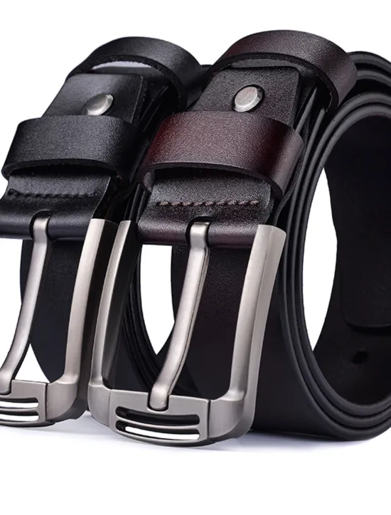 Clearance OUKU Men's Leather Belt Classic Jean Belt Black Coffee Dermis Retro Traditional Plain Daily Wear Going out Weekend