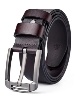 Clearance OUKU Men's Leather Belt Classic Jean Belt Black Coffee Dermis Retro Traditional Plain Daily Wear Going out Weekend