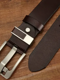 New OUKU Men's Leather Belt Classic Jean Belt Black Coffee Dermis Retro Traditional Plain Daily Wear Going out Weekend