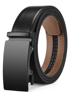 Outlet OUKU Men's Leather Belt 35mm Wide Ratchet Belt Dress Belt Black Cowhide Stylish Casual Gentleman Plain Meet Almost Any Occasion and Outfit