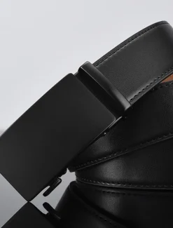 Outlet OUKU Men's Leather Belt 35mm Wide Ratchet Belt Dress Belt Black Cowhide Stylish Casual Gentleman Plain Meet Almost Any Occasion and Outfit