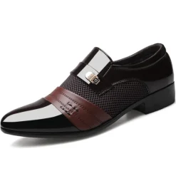 Best OUKU Men's Leather Dress Shoes with Embossed Crocodile Pattern and Black Accents for Formal and Business Wear