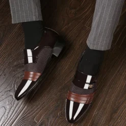 Best OUKU Men's Leather Dress Shoes with Embossed Crocodile Pattern and Black Accents for Formal and Business Wear