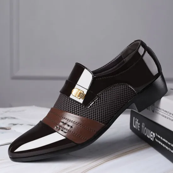 Best OUKU Men's Leather Dress Shoes with Embossed Crocodile Pattern and Black Accents for Formal and Business Wear
