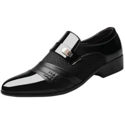 Best OUKU Men's Leather Dress Shoes with Embossed Crocodile Pattern and Black Accents for Formal and Business Wear