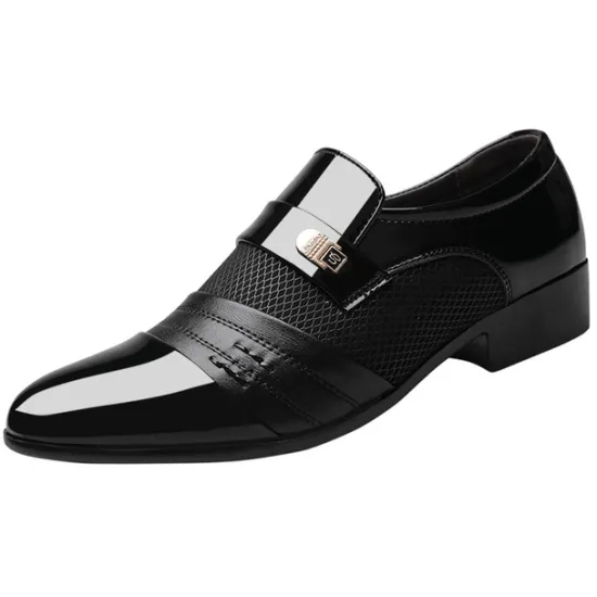 Best OUKU Men's Leather Dress Shoes with Embossed Crocodile Pattern and Black Accents for Formal and Business Wear