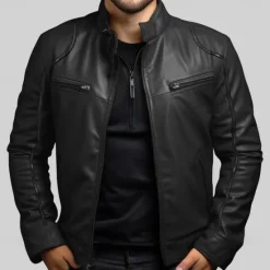 New OUKU Men's Leather Jacket Transition Jacket Outdoor Windbreaker Pocket All Seasons Plain Streetwear Stand Collar Regular Faux Leather Black Brown Jacket