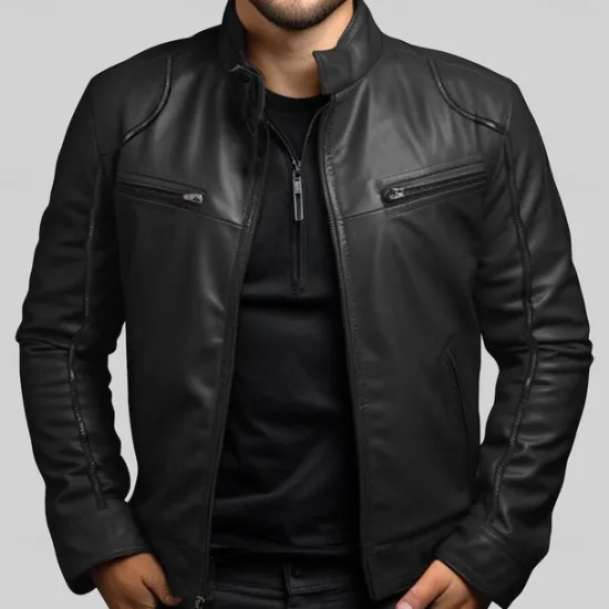 New OUKU Men's Leather Jacket Transition Jacket Outdoor Windbreaker Pocket All Seasons Plain Streetwear Stand Collar Regular Faux Leather Black Brown Jacket