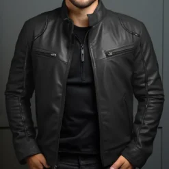New OUKU Men's Leather Jacket Transition Jacket Outdoor Windbreaker Pocket All Seasons Plain Streetwear Stand Collar Regular Faux Leather Black Brown Jacket