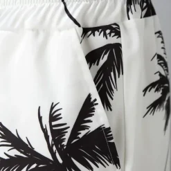 New OUKU Men's Leaves Tropical Plants 2pcs Shirts Sets Summer Hawaiian Shirt Short Sleeve Short Pants Cuban Collar Tropical Fashion Hawaiian Street Casual Hawaiian Print Summer Spring Black White Blue